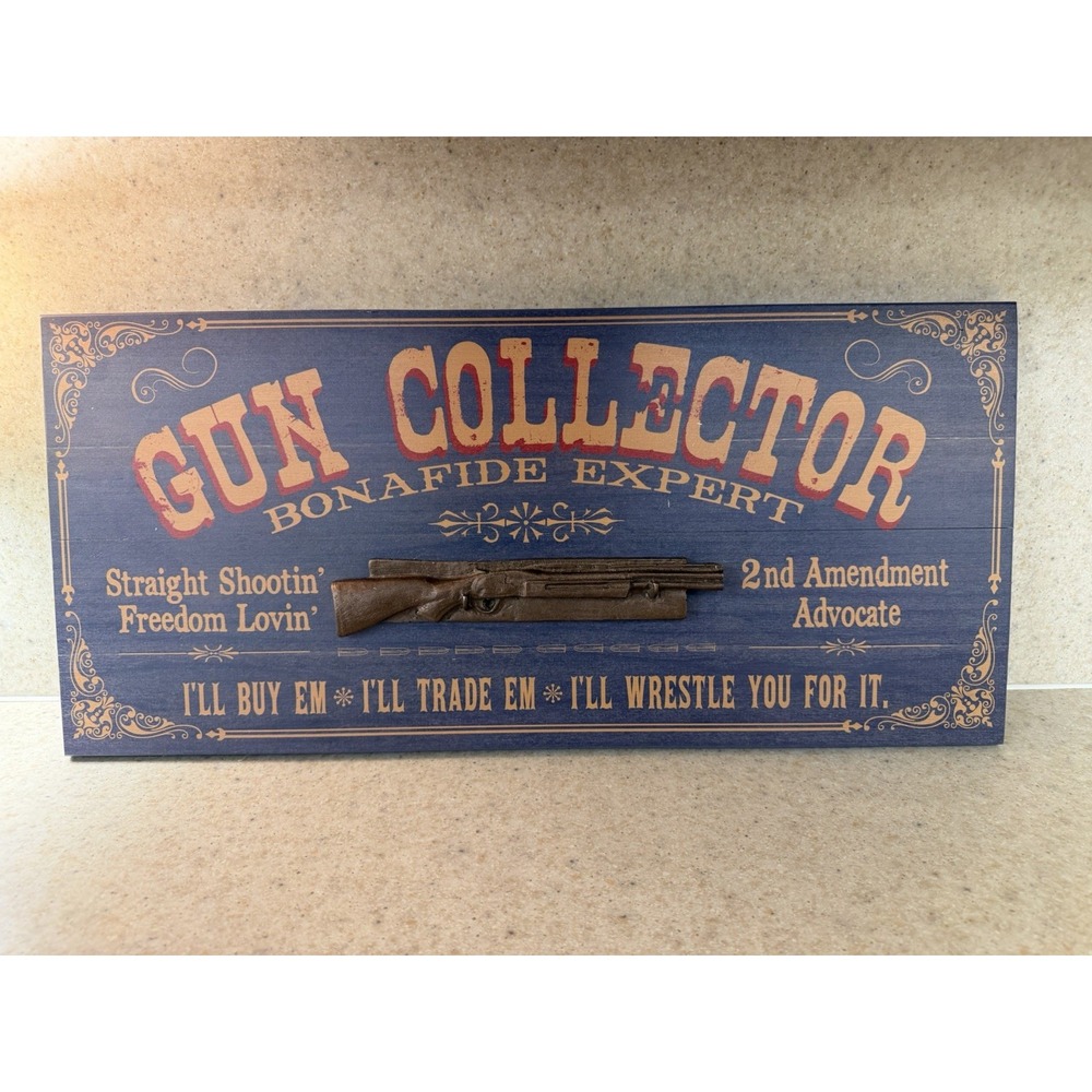 A Simpler Time Gun Collector Wood Sign 3D Rifle 2nd Amendment Wall Decor 24"